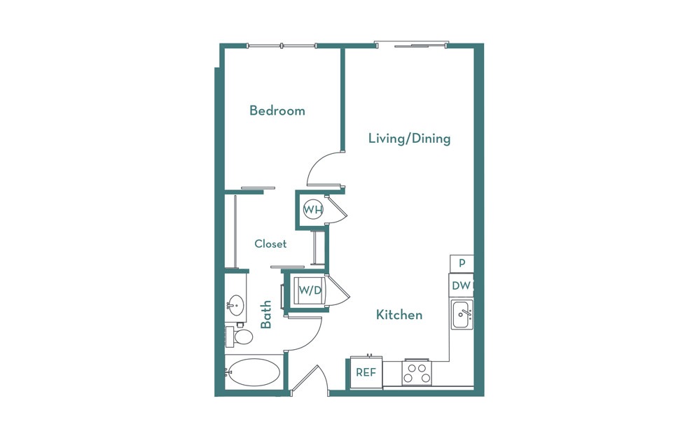 A1.1 - 1 bedroom floorplan layout with 1 bathroom and 660 square feet