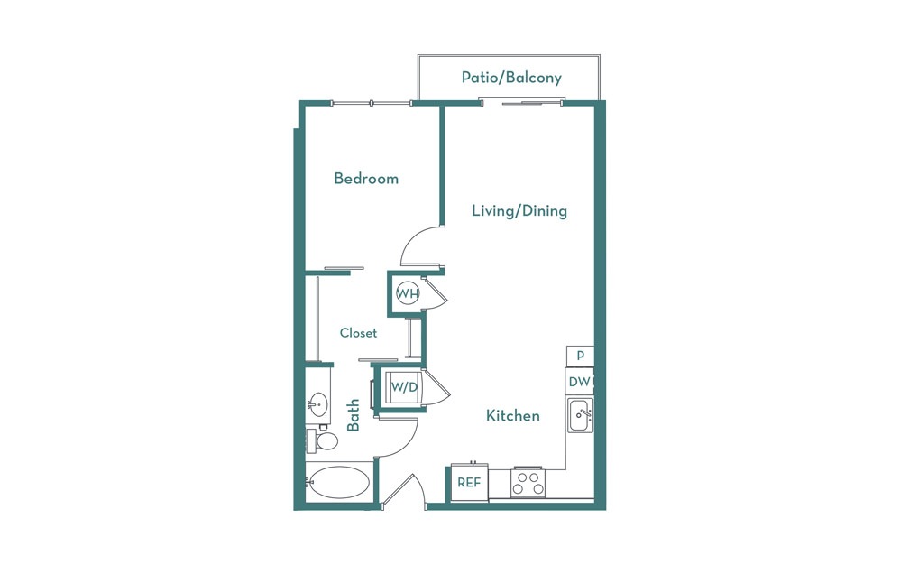 A1.2 - 1 bedroom floorplan layout with 1 bathroom and 660 square feet