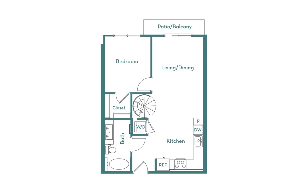 A1L - 1 bedroom floorplan layout with 1 bathroom and 878 square feet (main
)