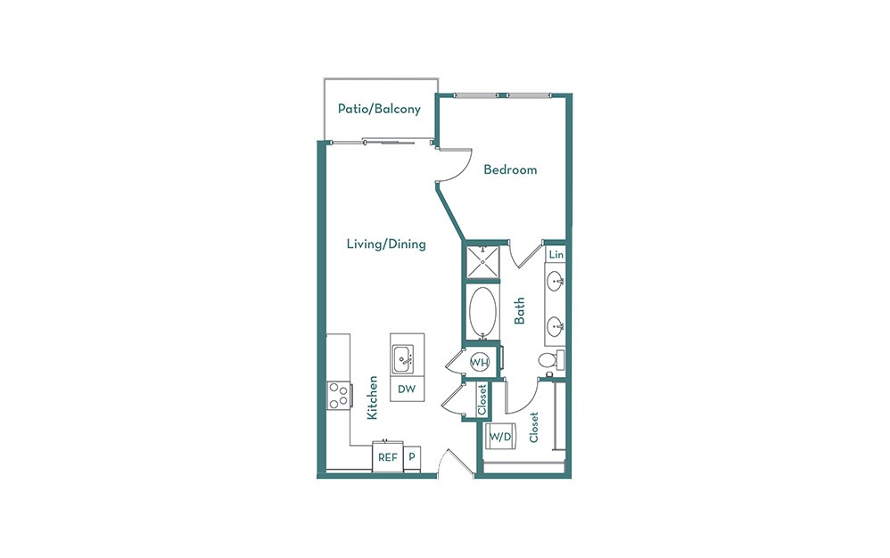 A2.2 - 1 bedroom floorplan layout with 1 bathroom and 708 square feet