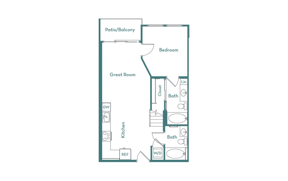 A2L - 1 bedroom floorplan layout with 1.5 bathroom and 960 square feet (main
)