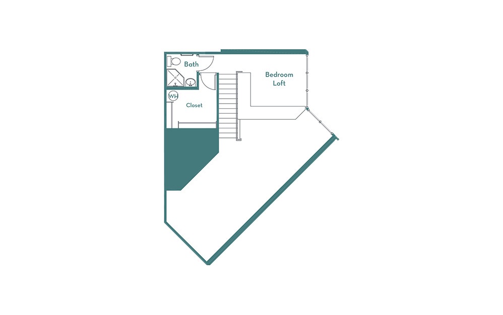 A3L - 1 bedroom floorplan layout with 2 bathrooms and 1100 square feet (loft)