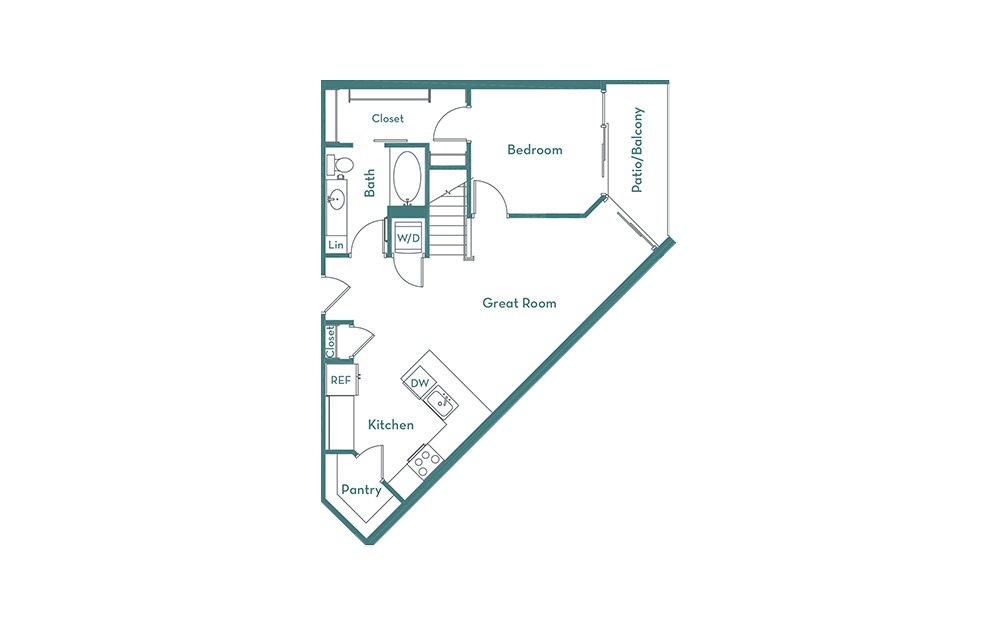 A3L - 1 bedroom floorplan layout with 2 bathrooms and 1100 square feet (main
)