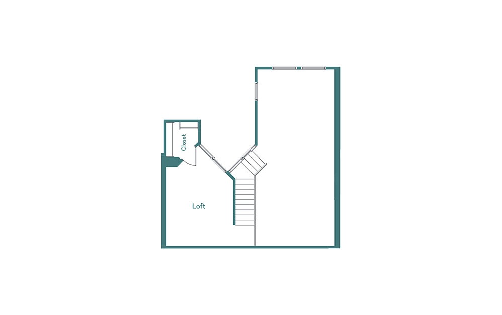 BL - 1 bedroom floorplan layout with 1.5 bathroom and 1154 square feet (loft)