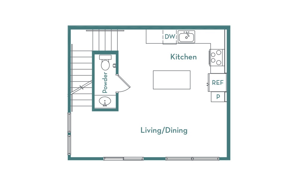 C2 - 2 bedroom floorplan layout with 2.5 bathrooms and 1007 square feet (floor 1
)