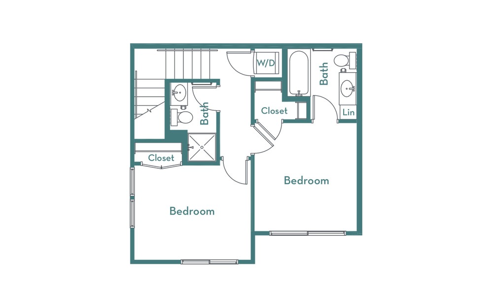 C2 - 2 bedroom floorplan layout with 2.5 bathrooms and 1007 square feet (floor 2
)